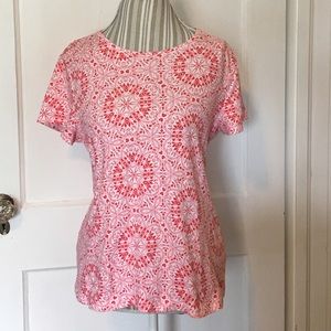 Croft & Barrow White & Red Patterned Tee